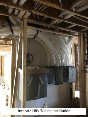 Right – A separately ducted HRV supplies fresh air to most rooms in the home.
