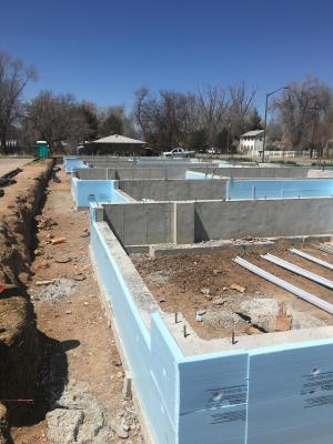 Right – Rigid foam completely covers the foundation walls of the home.