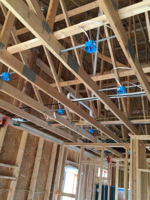 Right – Airtight boxes are installed for LED can lights.