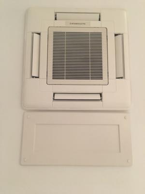 Right - This ductless minisplit uses a ceiling-mounted rather than wall-mounted air handler.
