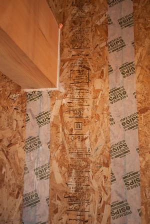 Right – Tape seals the SIP panel seams.