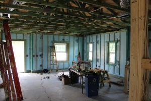 Right- This concrete block home in the hot-humid climate is insulated on the interior with rigid EPS foam; all framing uses mold- and termite-resistant borate-treated lumber.