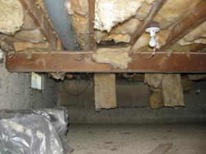 A damp crawlspace
