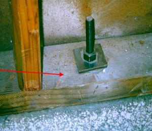 Anchor bolts should be at least 1/2-inch diameter and should be embedded at least 7 inches into the foundation, spaced not more than 6 feet apart, and between 3.5 and 12 inches from each end of the sill plates.