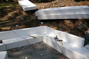 In cold climates, install slab edge insulation when pouring slab on grade foundations.