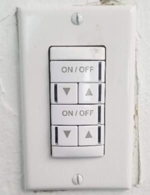 This manual dimmer switch controls the lighting output of multiple fixtures to save energy.