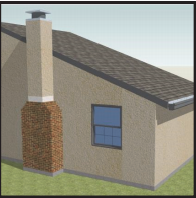 A masonry chimney is reconstructed to withstand seismic forces by maintaining the current firebox but replacing the chimney section with a metal flue and light-weight chimney enclosure.
