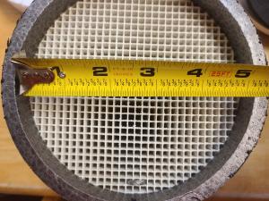 Right - Diameter measurement of small through-the-wall HRV unit; 4 of 14.