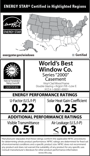 The NFRC/ENERGY STAR label provides consumers with several performance ratings for a window