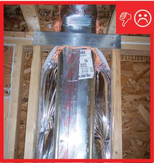 Inadequate amount of insulation installed with compression, misalignment, and voids