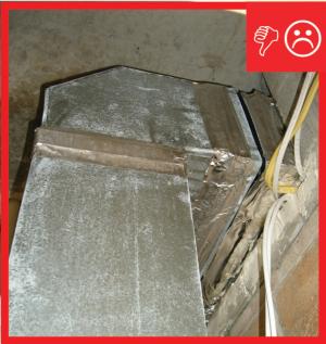 Duct work is uninsulated and not sealed at seams