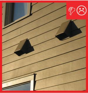 Ventilation air inlet is too close to exhaust outlet