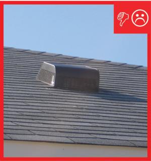 Ventilation inlet does not terminate high enough above the roof deck