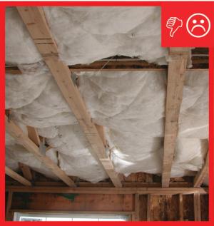 Wrong – Insulation has misalignment, compression, and gaps