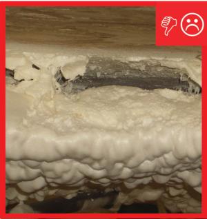 Wrong – Spray foam installed with voids