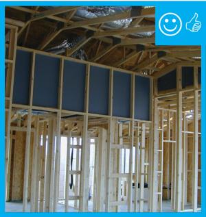 Right – Rigid backing was installed prior to insulating the attic knee walls.