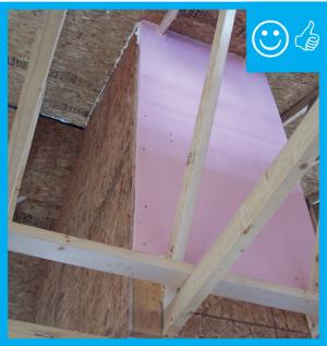 Right – Rigid air barrier is installed to hold insulation in place
