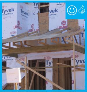 Right – Air barrier is installed prior to porch attic framing