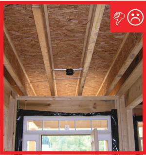 Wrong – No air barrier between porch attic and conditioned space