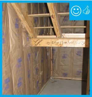 Right – Insulation properly installed before air barrier