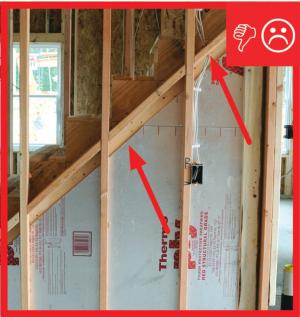 Wrong - The air barrier is not sealed (picture taken from garage looking into house).