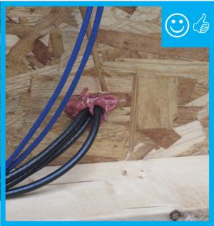Right – Wiring penetrations properly air sealed