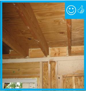 Right – All holes, gaps, and seams of the rigid air barrier are air sealed.