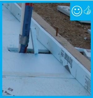 Right – Slab insulation extends to the top of the slab
