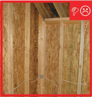 Wrong – Framing does not allow corner to be insulated