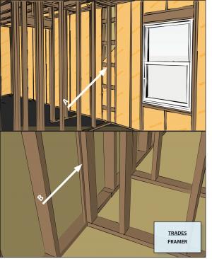 Advanced framing details include framing aligned to allow for insulation at interior-exterior wall intersections.