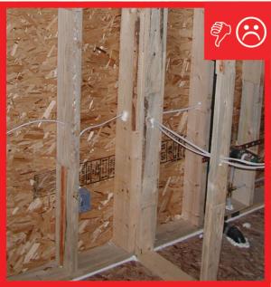 Wrong – Conventional T-post detail is extremely difficult to insulate and usually doesn't happen
