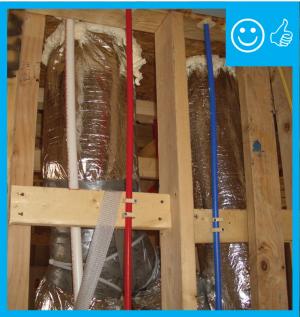 Right – Penetrations have been neatly cut and properly sealed with foam