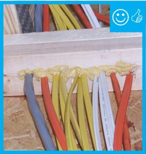Right – Wiring penetrations have been neatly sealed with foam.