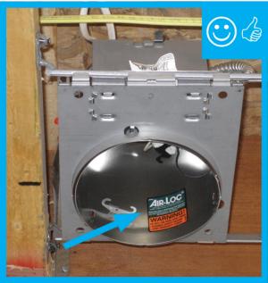Right – This recessed light is ICAT labeled, but still needs a gasket. 