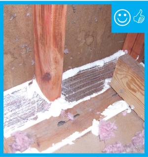 Right – Blocking installed and air sealed instead of continuous top plate