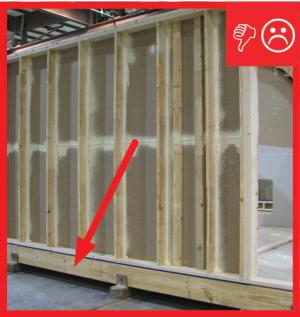 No gasket installed at marriage wall connection prior to assembly