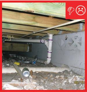 There is no polyethylene sheeting installed in the crawlspace