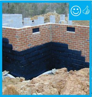 Right – The below-grade concrete walls have damp-proof coating