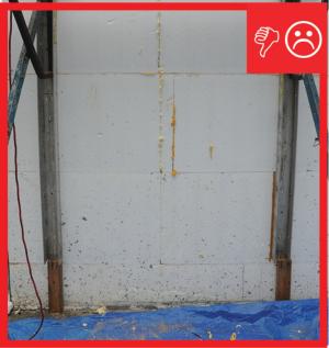 Wrong – The insulated concrete forms at the foundation do not have a damp-proof coating