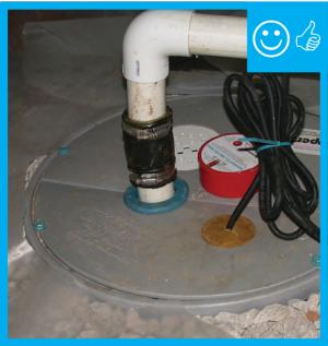 Right – The sump pump has a sealed cover that is mechanically attached