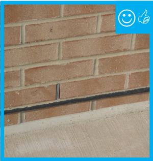 Right: Brick veneer is flashed correctly with weep holes and a fine mesh screen is installed to prevent pest entry.
