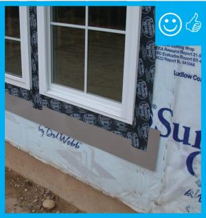 Right – The flashing is properly installed to create a complete drainage system with continuous rigid insulation sheathing/siding