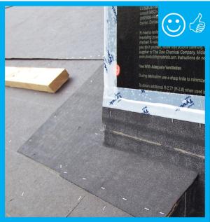 Right – There is a properly installed and layered self-sealing bituminous membrane at the roof penetration