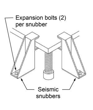 A seismic snubber is a type of bracket specifically designed to anchor heavy equipment to the floor to restrain it in the event of an earthquake.