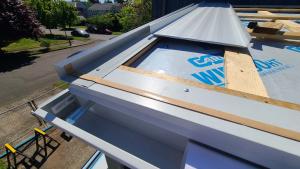 Right - This shed roof is constructed with 1X4 furring strips installed over the decking and underlayment for ventilation beneath the metal roofing.
