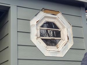 Wrong - Tape flashing around the window is poorly installed.