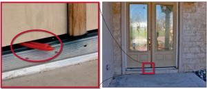 The 3/8-inch gap under the door allowed wind-driven rain to enter the house in hurricane winds of 140 to 160 mph. 