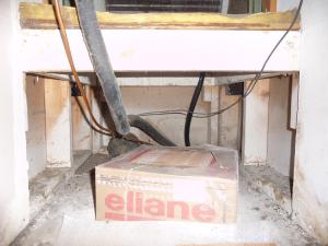 Wrong: The return plenum is not air sealed to separate it from the wall cavities and it should not be used for storage