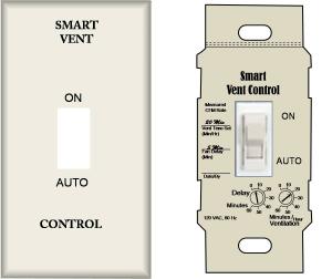 This bath exhaust fan ventilation control can be set by the HVAC technician for continuous operation, delayed shut off, or a set amount of minutes each hour