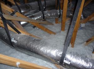 Right - HVAC ducts should be well-supported with minimal bends and pinching. 